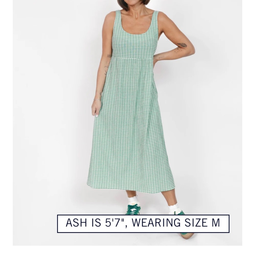 Smash + Tess Green Checkered Midi Dress